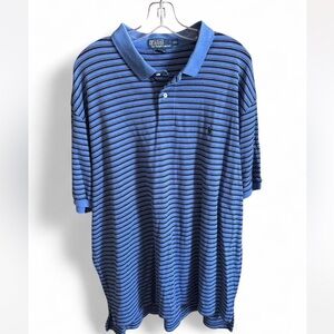 Polo by Ralph Lauren Men's Striped Polo Shirt in Blue and Navy. XXL